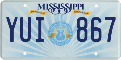 MS license plate YUI867