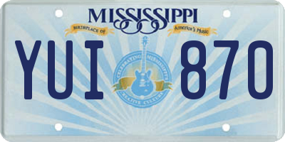 MS license plate YUI870