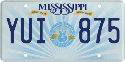 MS license plate YUI875