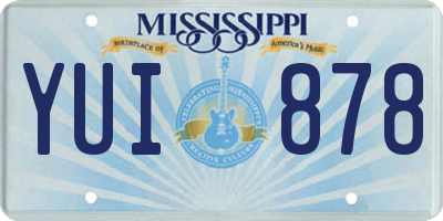 MS license plate YUI878