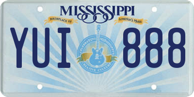 MS license plate YUI888