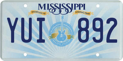 MS license plate YUI892