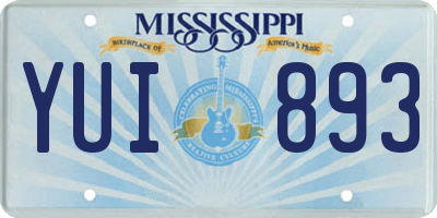 MS license plate YUI893
