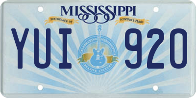 MS license plate YUI920