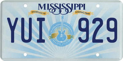MS license plate YUI929