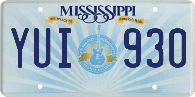 MS license plate YUI930