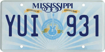 MS license plate YUI931