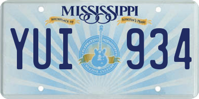 MS license plate YUI934