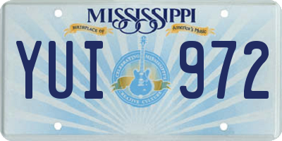MS license plate YUI972