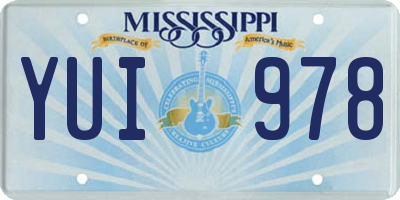 MS license plate YUI978