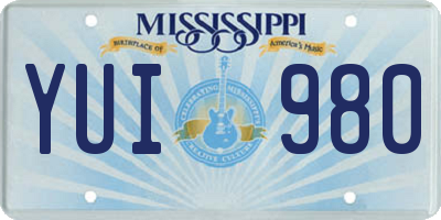 MS license plate YUI980