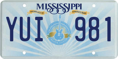 MS license plate YUI981