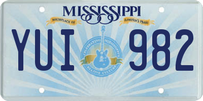 MS license plate YUI982