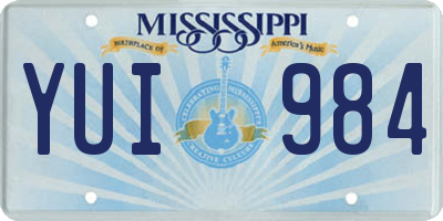 MS license plate YUI984