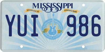 MS license plate YUI986
