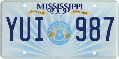 MS license plate YUI987