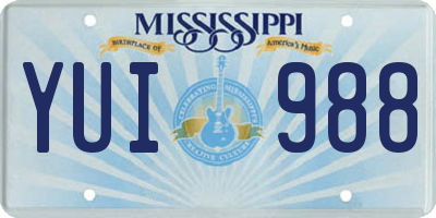 MS license plate YUI988