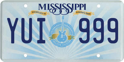 MS license plate YUI999