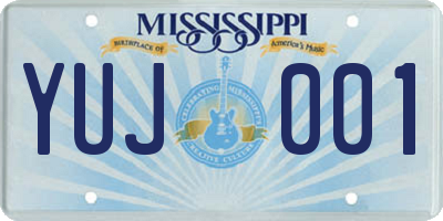 MS license plate YUJ001