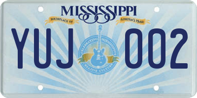 MS license plate YUJ002