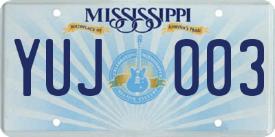 MS license plate YUJ003