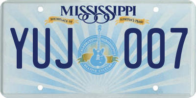 MS license plate YUJ007