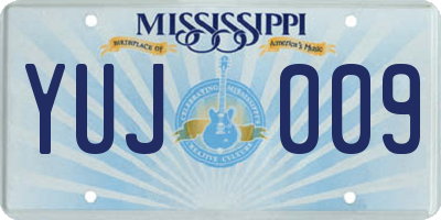 MS license plate YUJ009