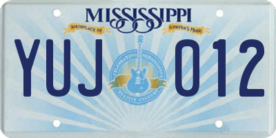 MS license plate YUJ012