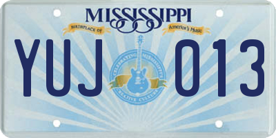 MS license plate YUJ013