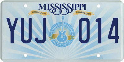 MS license plate YUJ014