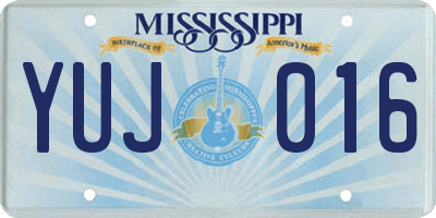 MS license plate YUJ016