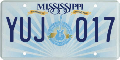 MS license plate YUJ017