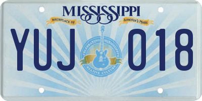 MS license plate YUJ018