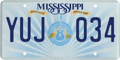 MS license plate YUJ034
