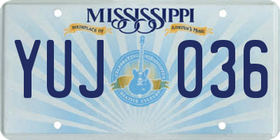MS license plate YUJ036