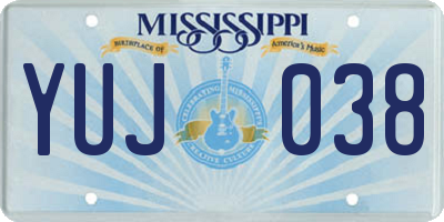 MS license plate YUJ038
