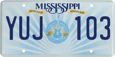 MS license plate YUJ103