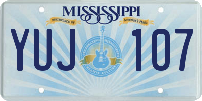 MS license plate YUJ107