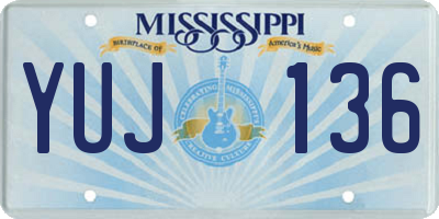 MS license plate YUJ136