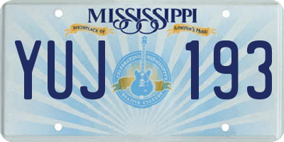 MS license plate YUJ193