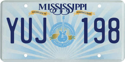 MS license plate YUJ198