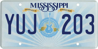 MS license plate YUJ203