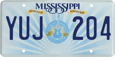 MS license plate YUJ204
