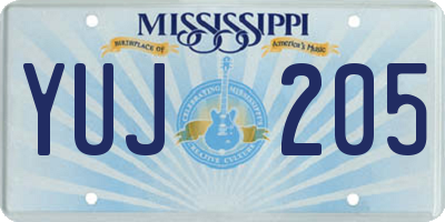 MS license plate YUJ205