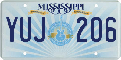 MS license plate YUJ206