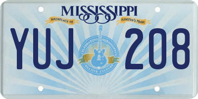 MS license plate YUJ208
