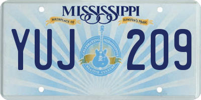MS license plate YUJ209