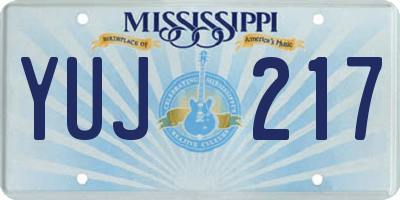 MS license plate YUJ217
