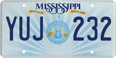 MS license plate YUJ232