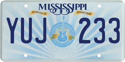 MS license plate YUJ233